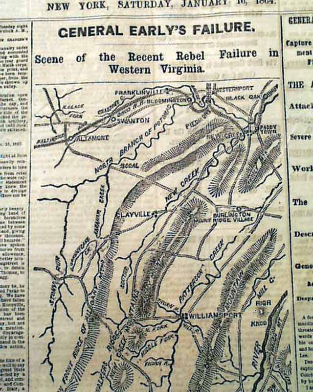 WEST VIRGINIA Civil War Map Moorefield 1864 Newspaper * eBay