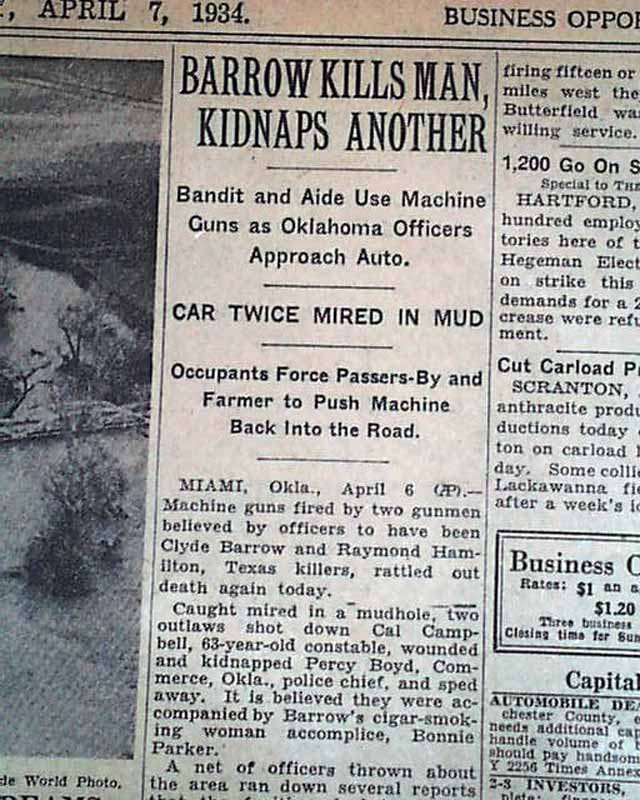 Outlaws Duo BONNIE Parker AND CLYDE Barrow Gunfight & Murders 1934 Old