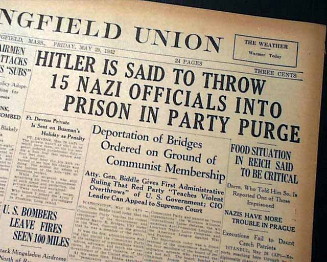 ADOLPH HITLER Purges Nazi Party Officials Imprisoned 1942 World War II