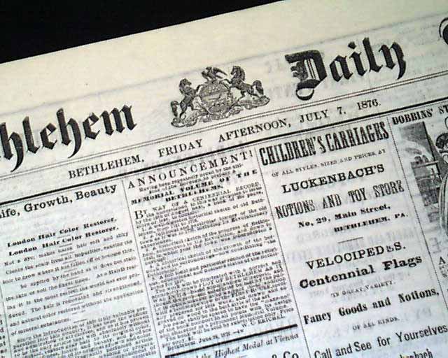 CUSTER'S MASSACRE Little Big Horn Lakota 1876 Newspaper