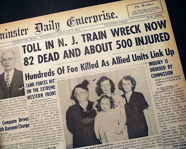 1951 WOODBRIDGE NJ Train 'The Broker' Crash Newspaper eBay