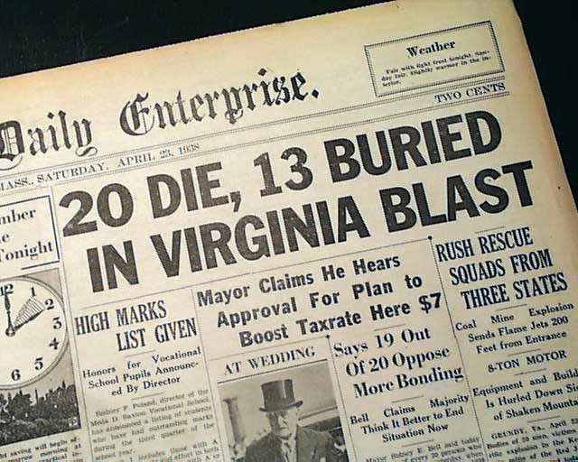 1938 Grundy, Virginia coal mine explosion...