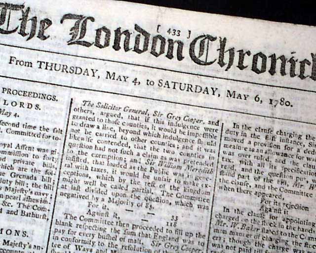 SIEGE OF CHARLESTON South Carolina w/ General Sir Henry Clinton 1780