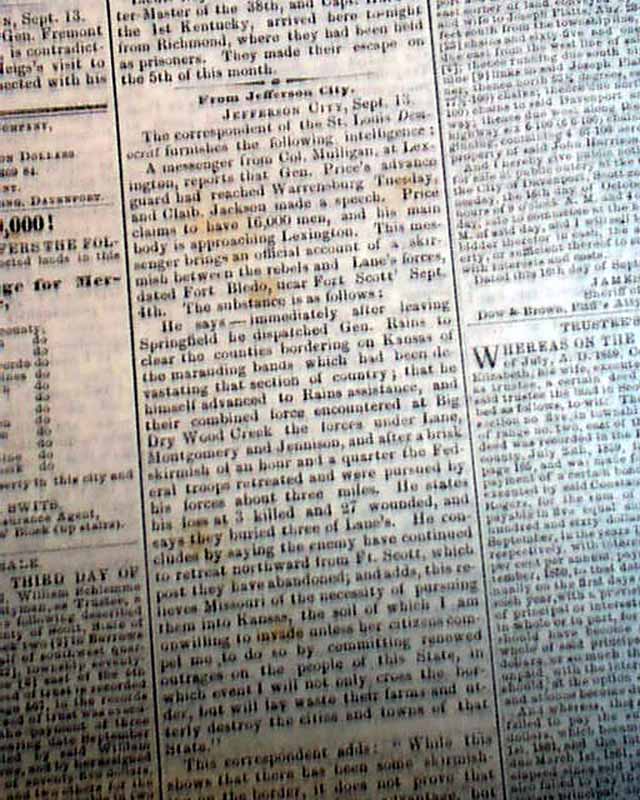 Rare DAVENPORT Iowa Civil War Era w/ Battle of Cheat Mountain WV 1861