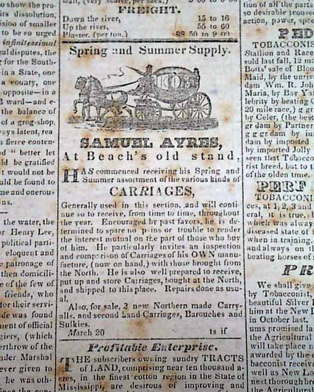 1837 LYNCHBURG, Virginia Antebellum Newspaper Runaway Slave Negroes For
