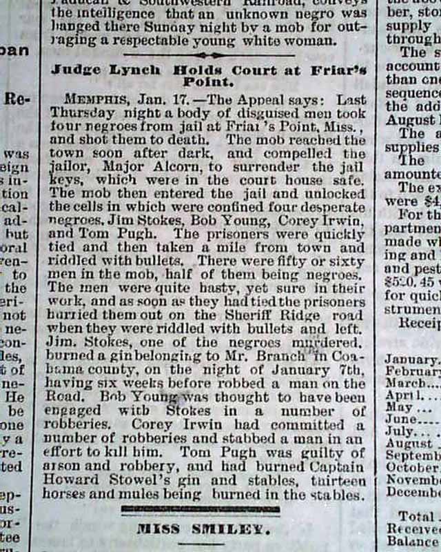 1876 Old Newspaper FRIARS POINT MS Coahoma County Mississippi NEGROES