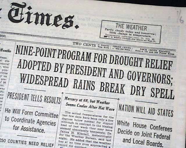 DROUGHT RELIEF PROGRAM Herbert Hoover Dust Bowl Great Depression 1930 Newspaper eBay