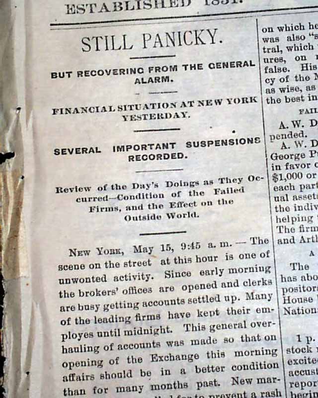 1884 stock market crash