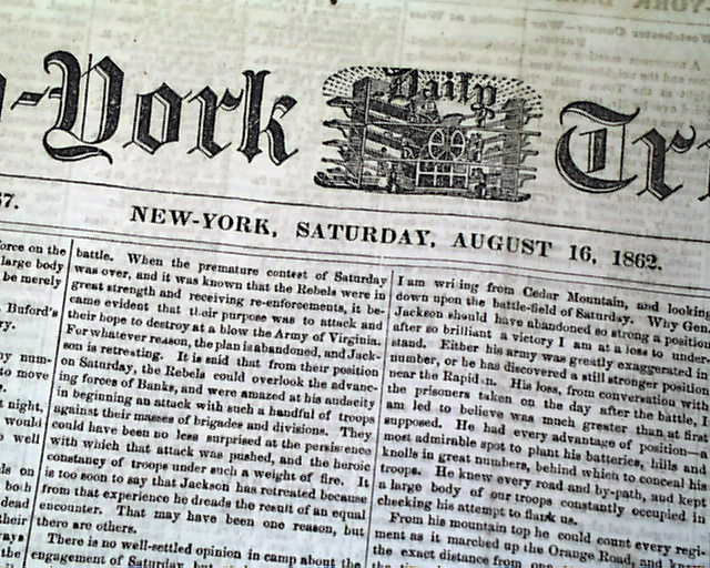 CEDAR MOUNTAIN Tazewell TN 1862 Civil War OLD Newspaper eBay