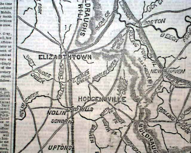 Munfordville Kentucky Battle Of Rowletts Station Map 1861 Civil War