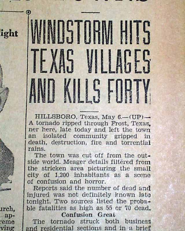 Runge and Frost TX Texas Tornadoes Disaster 1930 Old Newspaper ** eBay