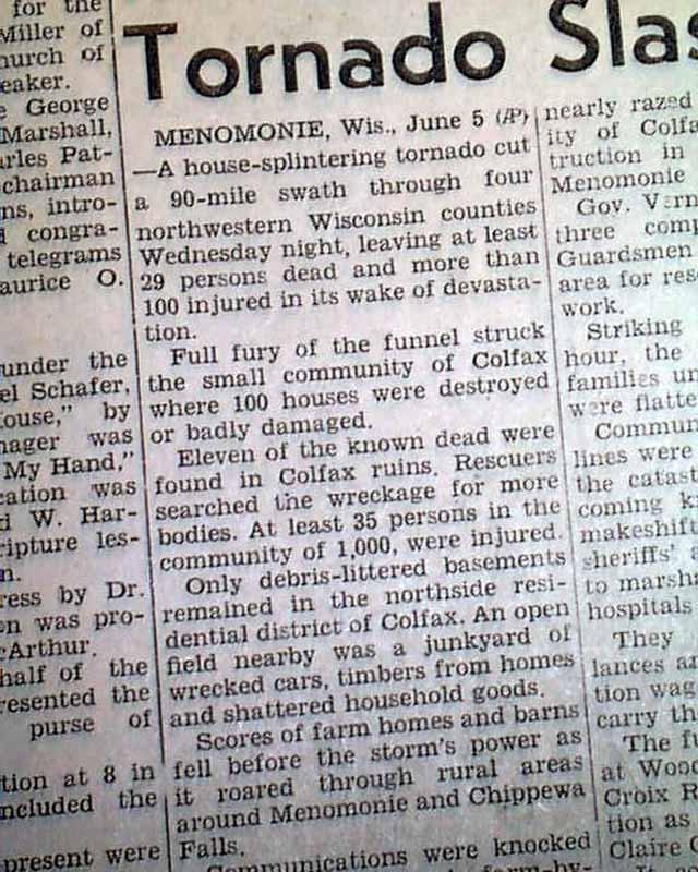 1958 Colfax, Wisconsin tornado outbreak...