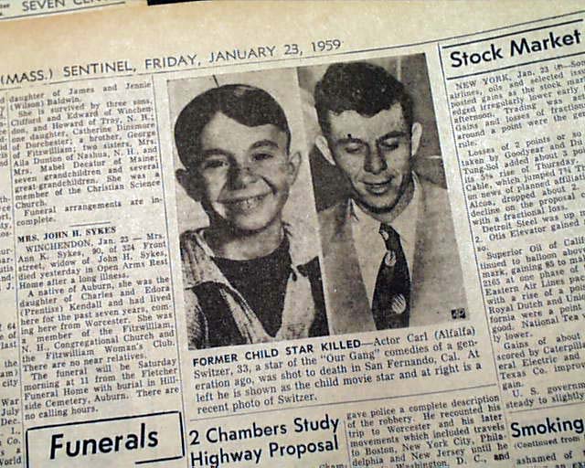 ALFALFA Carl Switzer OUR GANG Murder 1959 Old Newspaper