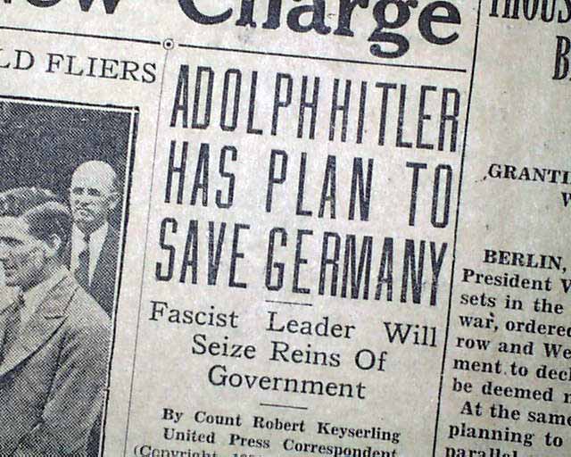 ADOLPH HITLER To Save Germany ? Fascists 1931 Newspaper eBay