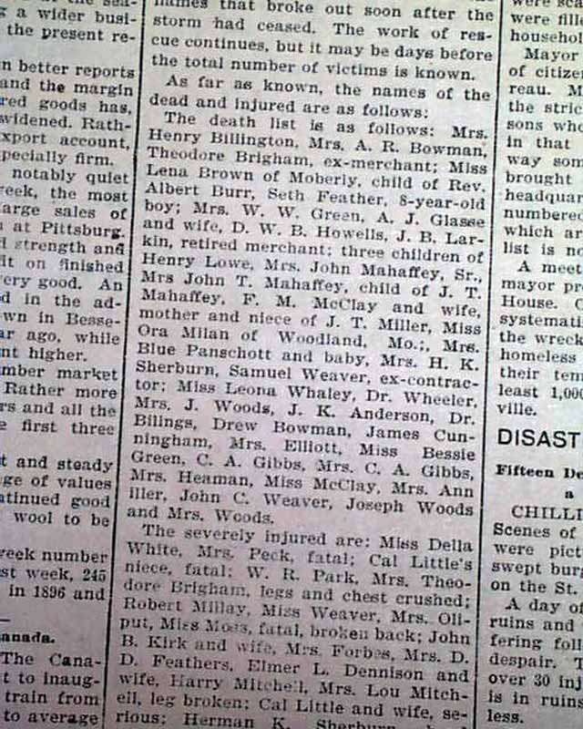 1899 Old Newspaper KIRKSVILLE MO Missouri Adair County TORNADO Cyclone