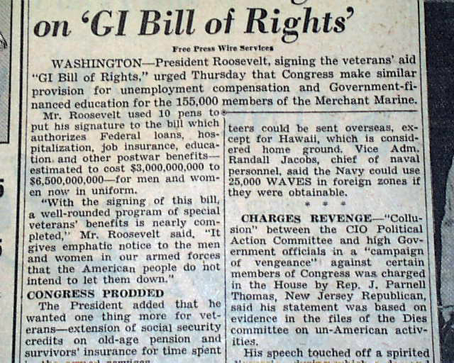 g i bill of rights signed rarenewspapers com gi bill of rights