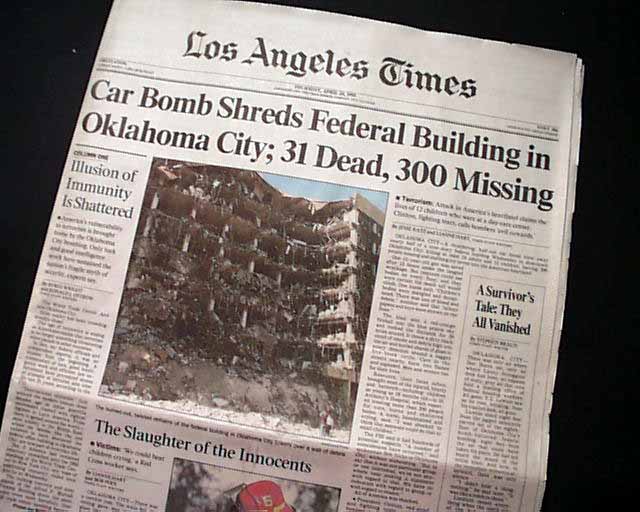 OKLAHOMA CITY BOMBING Timothy McVeigh Militant Terrorist Attack 1995