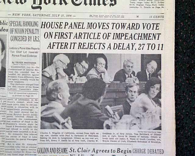 Image result for a house panel votes to impeach president nixon