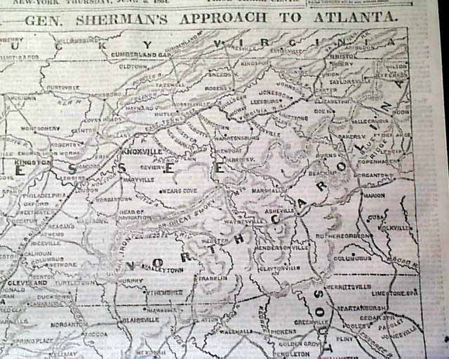 CONFEDERATES STATES Marietta Atlanta GA Civil War MAP 1864