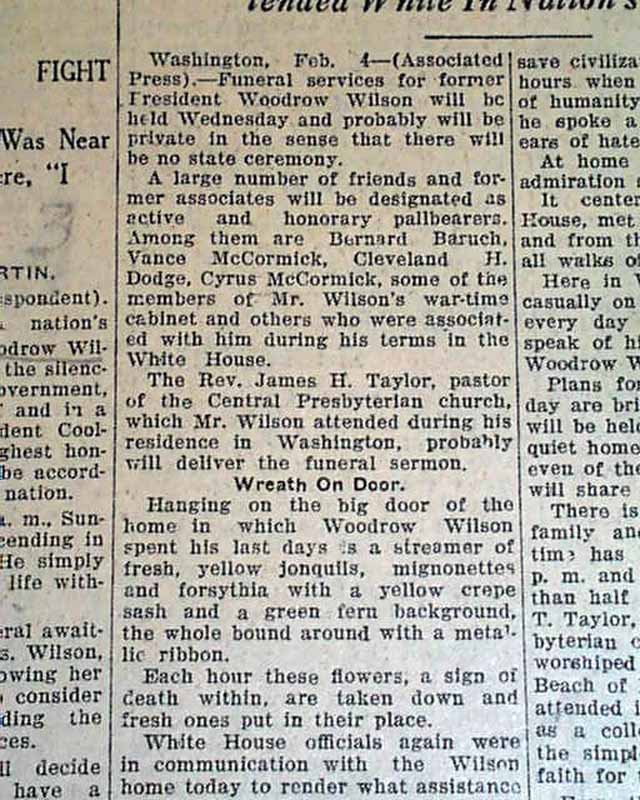 Woodrow Wilson's death....