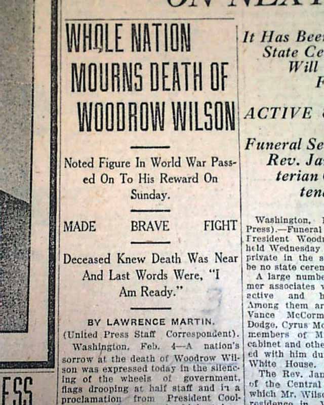 Woodrow Wilson's death....