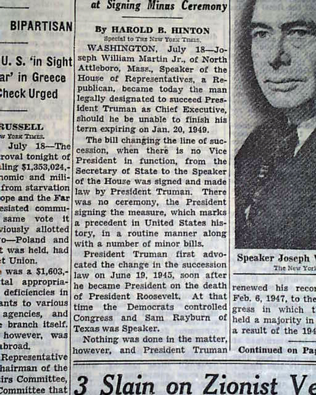 Presidential Succession Act of 1947...